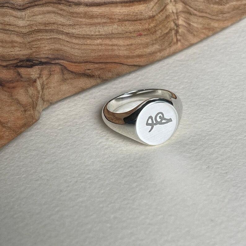 Plain silver hot sale signet ring