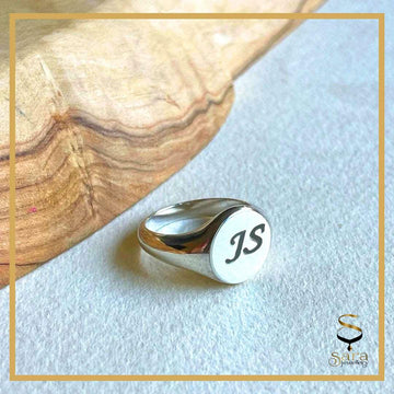 Personalized initial ring| Sterling silver signet ring| letter ring - sjewellery|sara jewellery shop toronto
