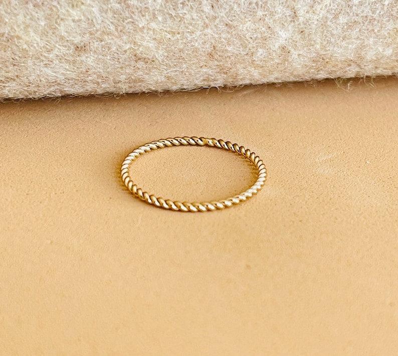 14K Gold Filled Tarnish Resistant Rope Twisted Rope Ring Size 5, 6, 7, 8, 9