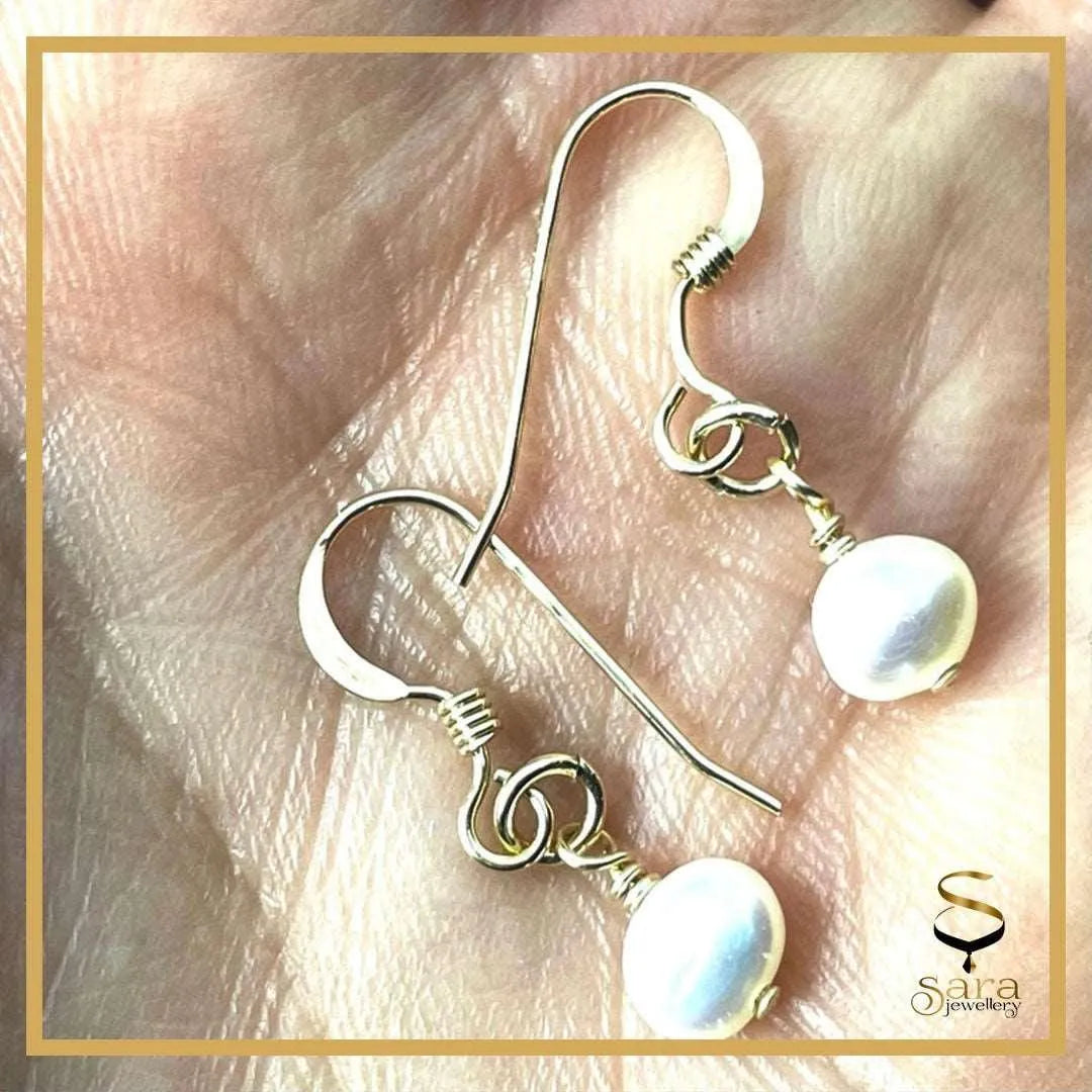 14 K Gold filled hoop earrings with fresh-water pearls| Tarnish Resistant|  For Everyday Wear| Valentines day - sjewellery|sara jewellery shop toronto