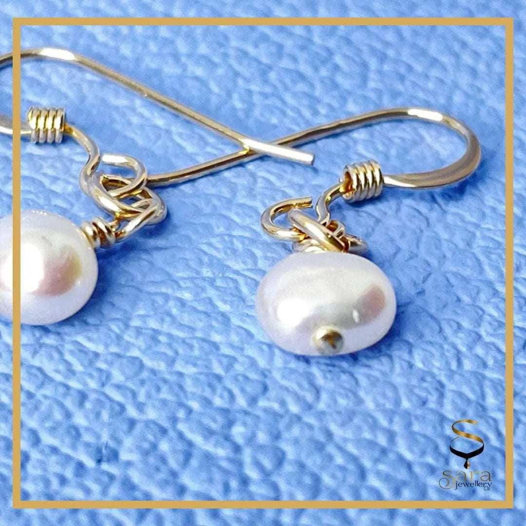 14 K Gold filled hoop earrings with fresh-water pearls| Tarnish Resistant|  For Everyday Wear| Valentines day - sjewellery|sara jewellery shop toronto