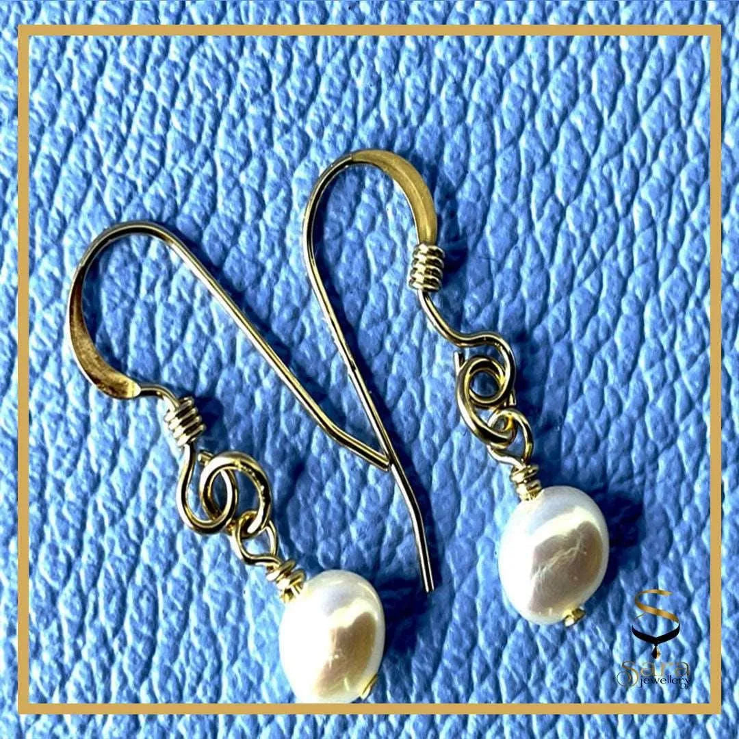 14 K Gold filled hoop earrings with fresh-water pearls| Tarnish Resistant|  For Everyday Wear| Valentines day - sjewellery|sara jewellery shop toronto