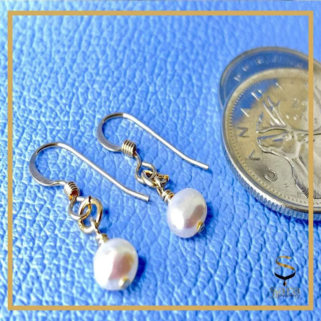 14 K Gold filled hoop earrings with fresh-water pearls| Tarnish Resistant|  For Everyday Wear| Valentines day - sjewellery|sara jewellery shop toronto