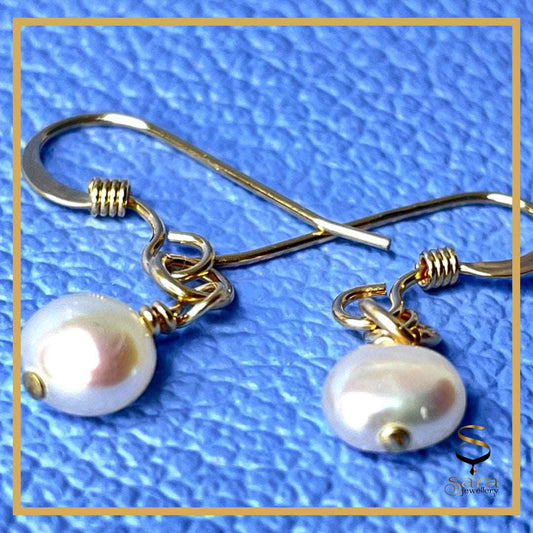 14 K Gold filled hoop earrings with fresh-water pearls| Tarnish Resistant|  For Everyday Wear| Valentines day - sjewellery|sara jewellery shop toronto