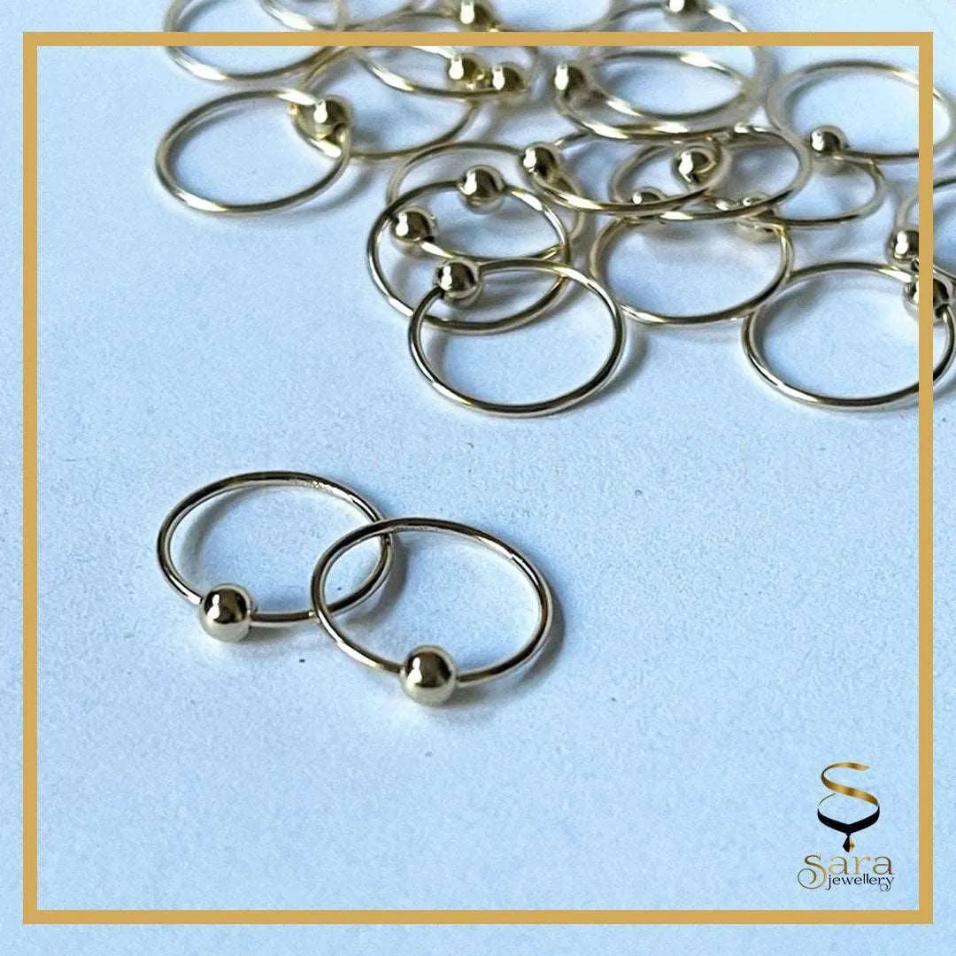 14K Gold-Filled Gold Hoop Earrings with Ball Bead for Everyday Wear - Sara jewellery shop