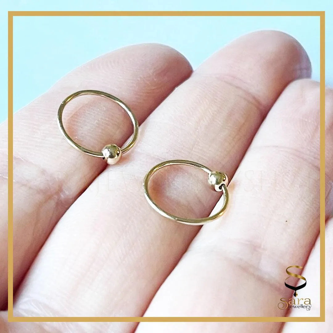 14K Gold-Filled Gold Hoop Earrings with Ball Bead for Everyday Wear - Sara jewellery shop