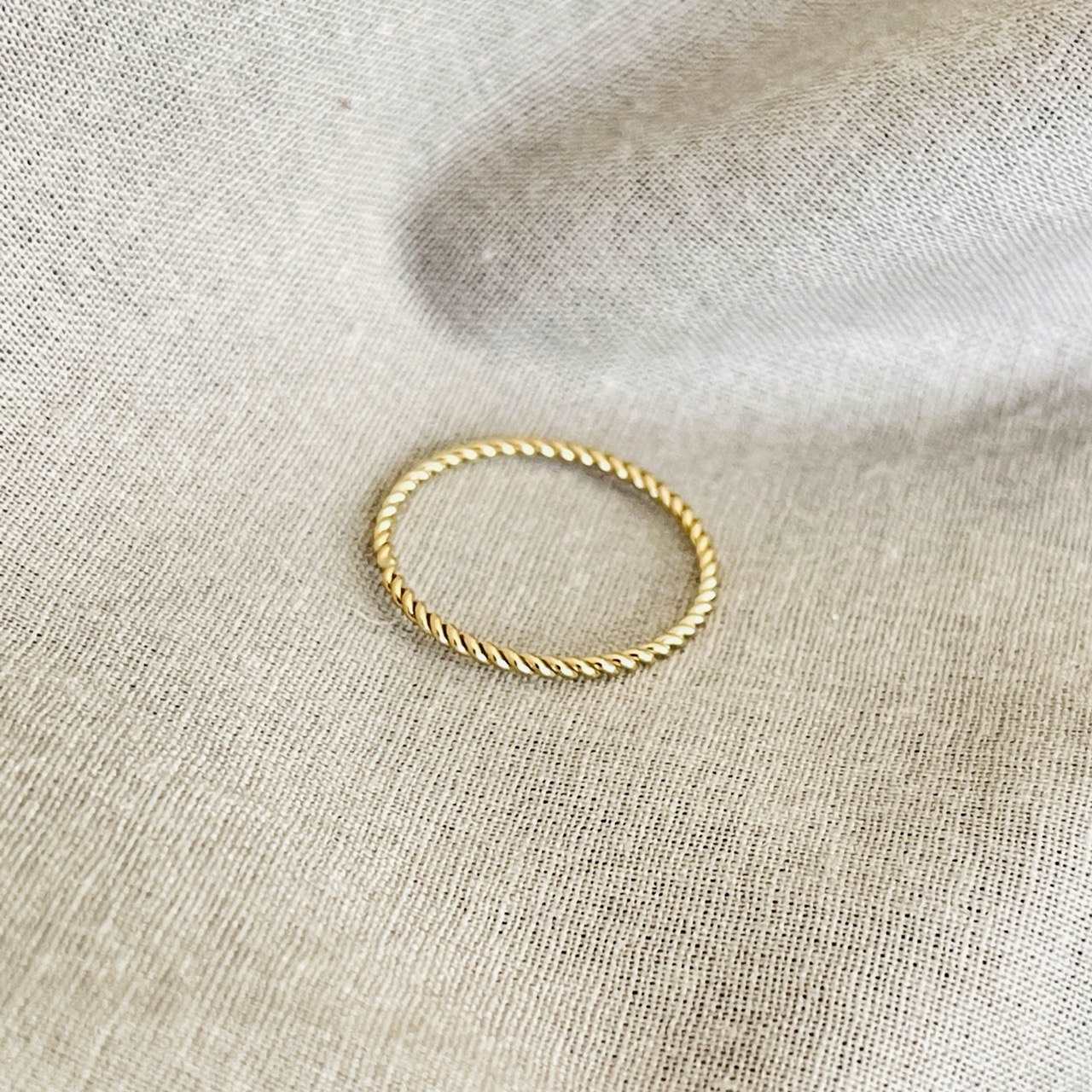 14K Gold Filled Tarnish Resistance Twisted Ring, Dainty Twist Rope Stacking Ring In Gold - sjewellery|sara jewellery shop toronto