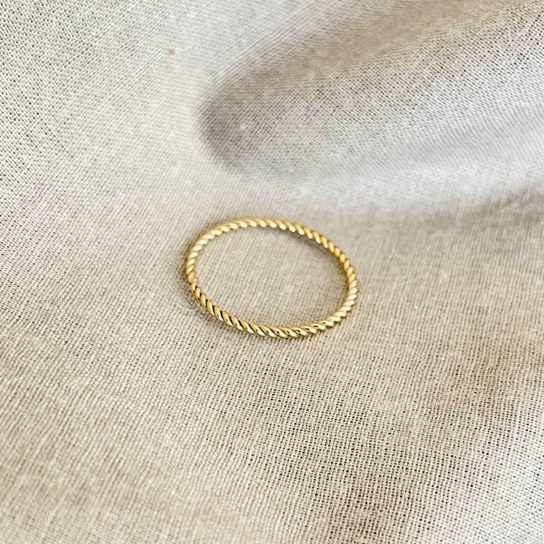 14K Gold Filled Tarnish Resistance Twisted Ring, Dainty Twist Rope Stacking Ring In Gold - sjewellery|sara jewellery shop toronto