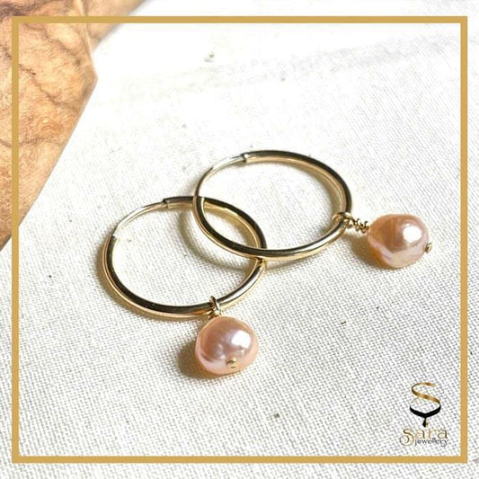 14K gold filled tarnish resistant earrings with freshwater pink pearls - sjewellery|sara jewellery shop toronto