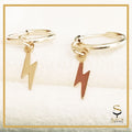 14k Dangling Lightning Bolt Earrings, 14k Gold-Filled Ball Studs Earrings - sjewellery|sara jewellery shop toronto