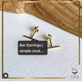 14k Gold Bar Studs, Line Stud Earrings gold, Single Gold Bar Stud Earrings - sjewellery|sara jewellery shop toronto