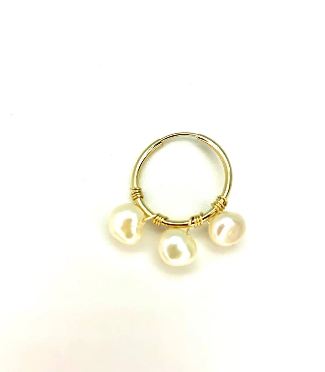 14k Gold Filled Hoop Earrings With 3 Pearl| For Everyday Wear - sjewellery|sara jewellery shop toronto