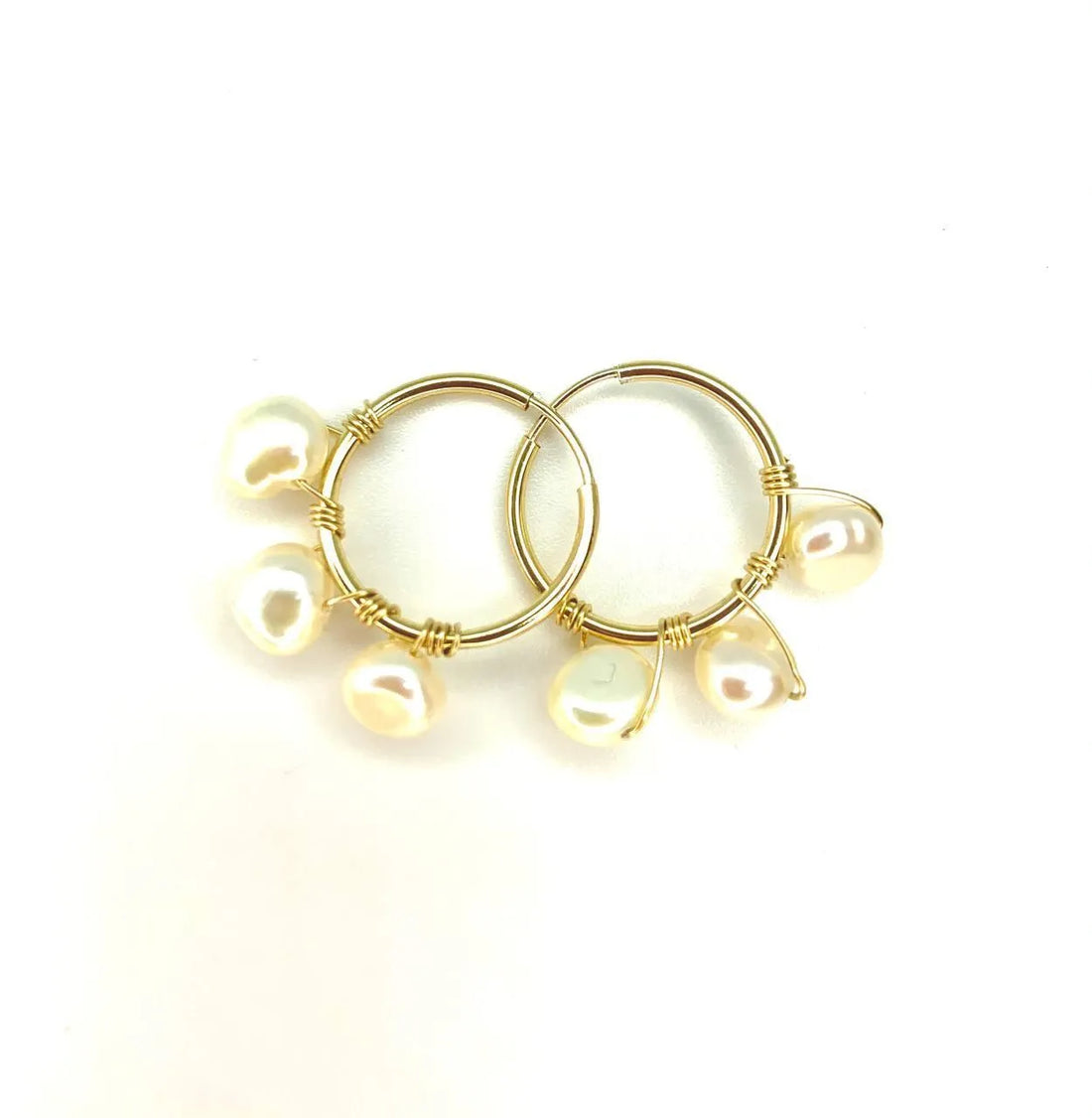 14k Gold Filled Hoop Earrings With 3 Pearl| For Everyday Wear - sjewellery|sara jewellery shop toronto