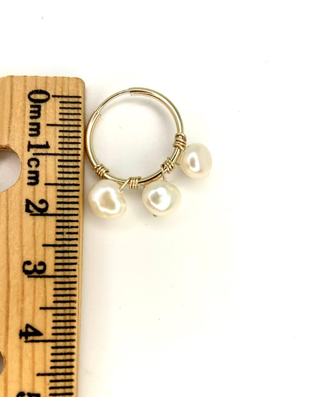 14k Gold Filled Hoop Earrings With 3 Pearl| For Everyday Wear - sjewellery|sara jewellery shop toronto