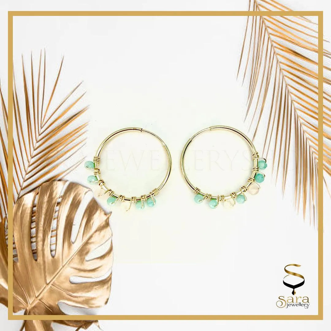 14k Gold Filled Hoop Earrings With Freshwater Pearl And Small Faceted Stones - sjewellery|sara jewellery shop toronto