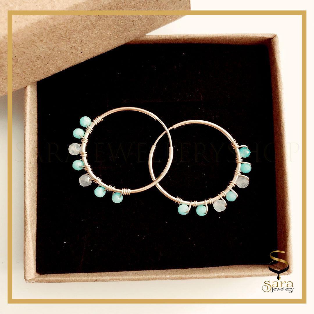 14k Gold-Filled Hoop Earrings With Small Faceted Stones, Minimalist Earrings - sjewellery|sara jewellery shop toronto