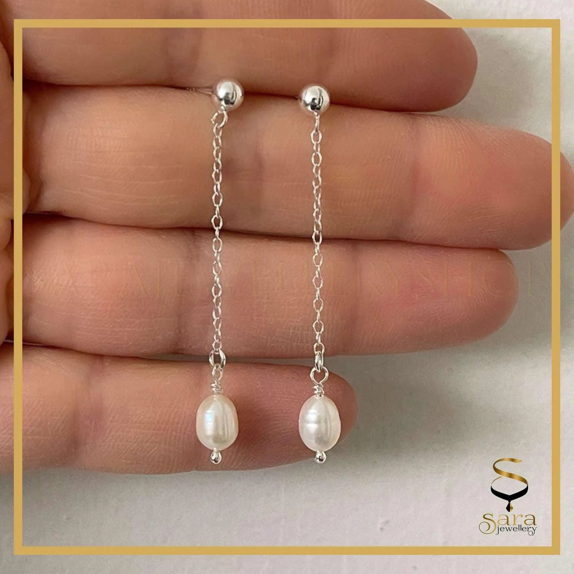 925 Sterling Silver Freshwater Pearl| Drop Earrings Dangling Long Chain Earrings|  Dangle Stud Earrings Jewelry Gifts for Women Girls Birthday sjewellery|sara jewellery shop toronto