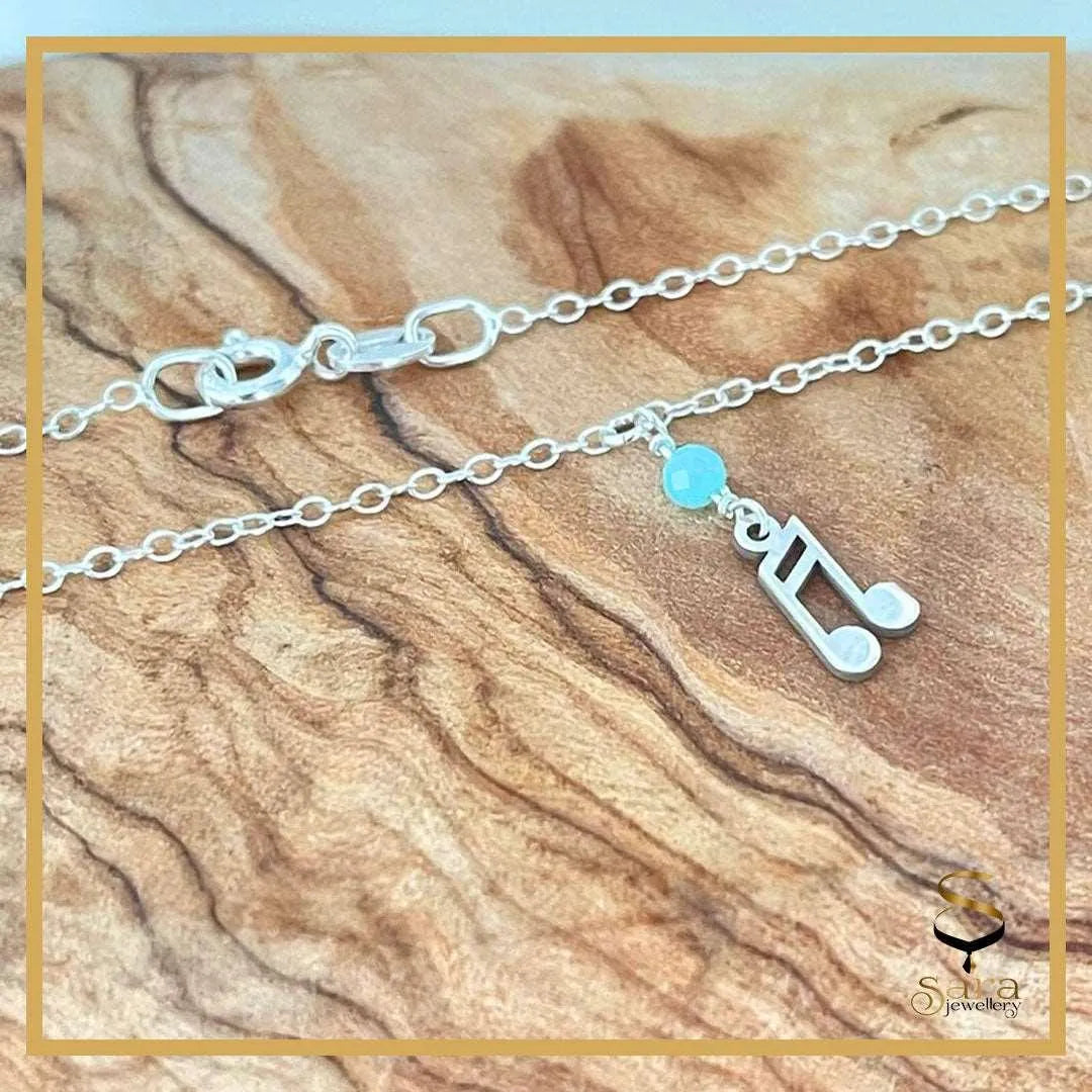 925 Sterling silver anklet with small faceted Amazonite | Musical ankle cable chain 7 to 12 inches - sjewellery|sara jewellery shop toronto