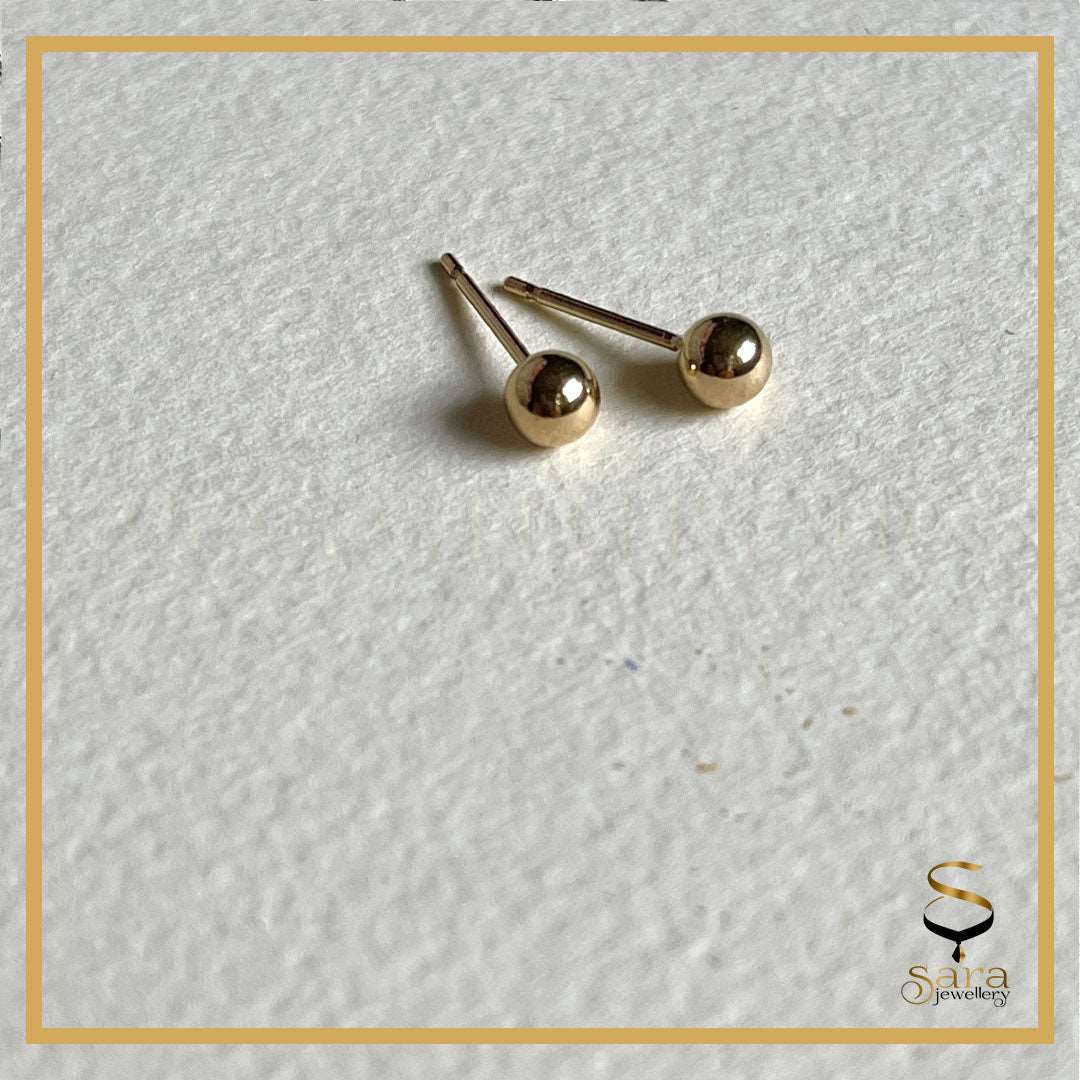 Ball Stud Earrings, Simple Gold Ball Stud Earrings, 14K Gold Filled Anti Tarnish sjewellery|sara jewellery shop toronto