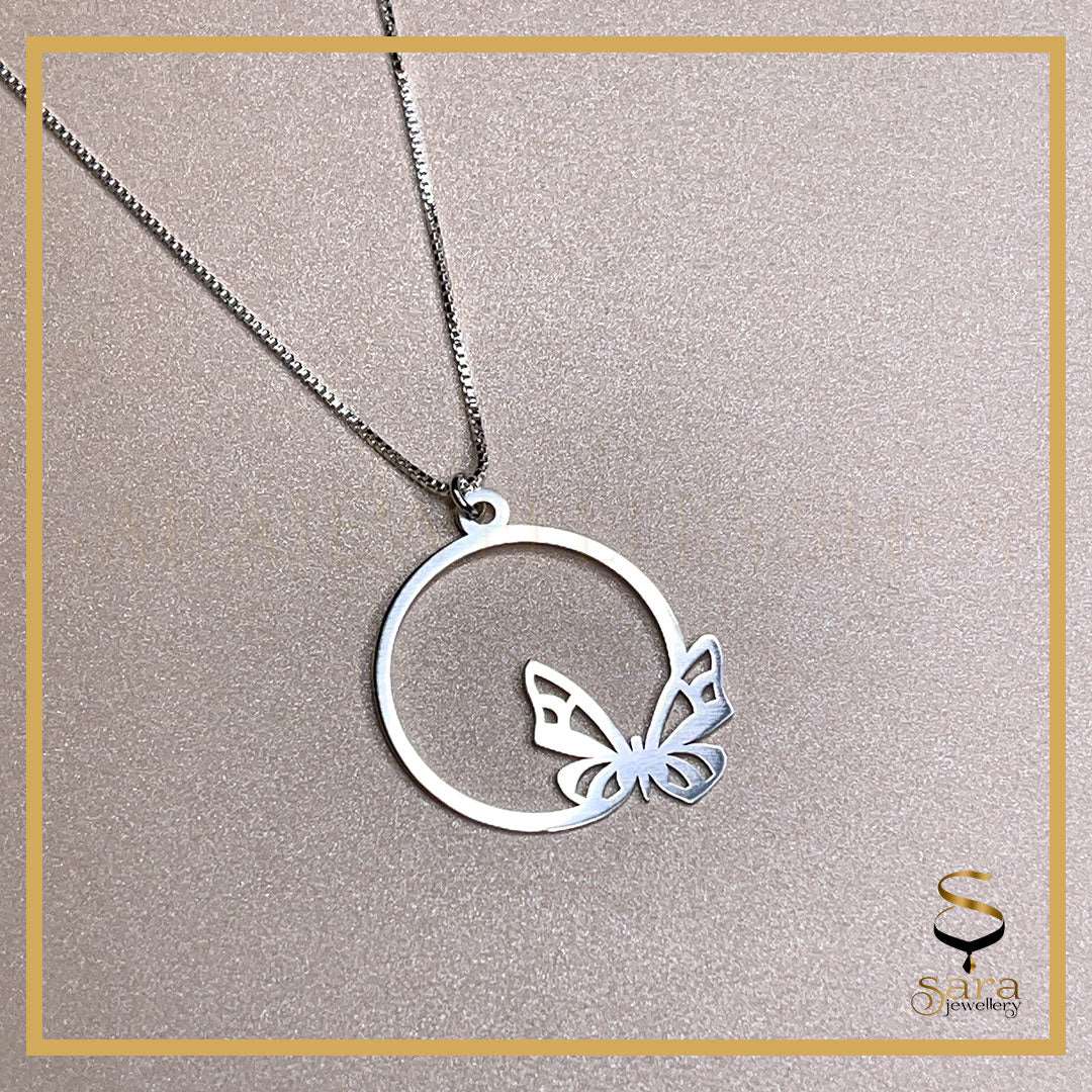 Butterfly hoops pendant| Sterling silver butterfly hoops pendant with  box chain sjewellery|sara jewellery shop toronto