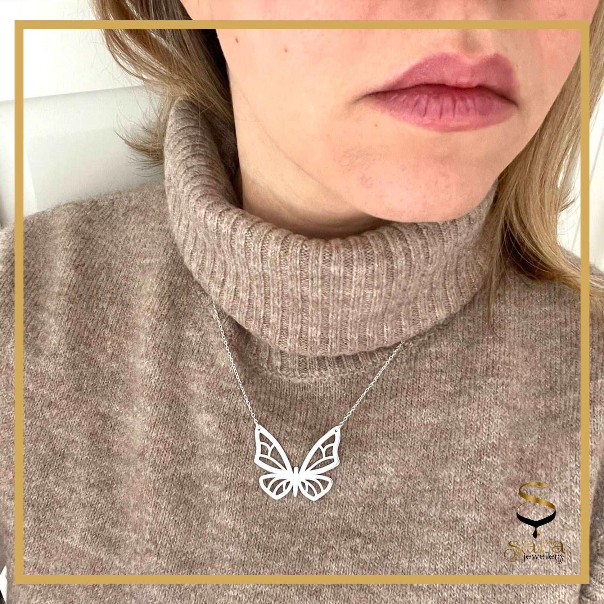 Butterfly pendant| Butterfly necklace| 925 sterling silver butterfly necklace| Silver butterfly with chain sjewellery|sara jewellery shop toronto