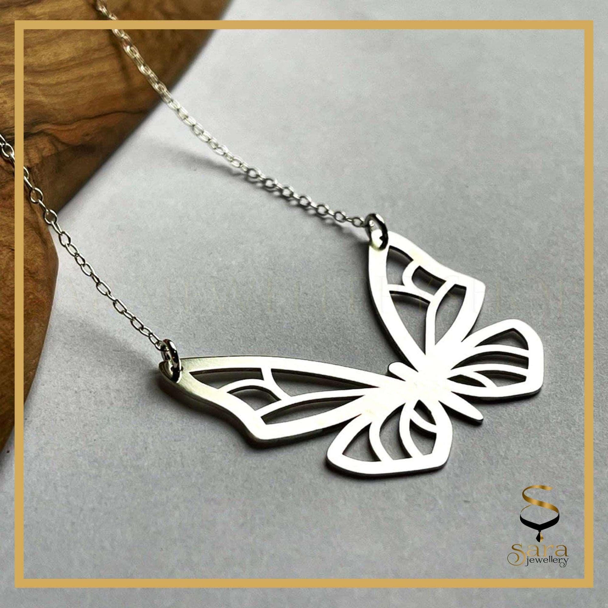 Butterfly pendant| Butterfly necklace| 925 sterling silver butterfly necklace| Silver butterfly with chain sjewellery|sara jewellery shop toronto