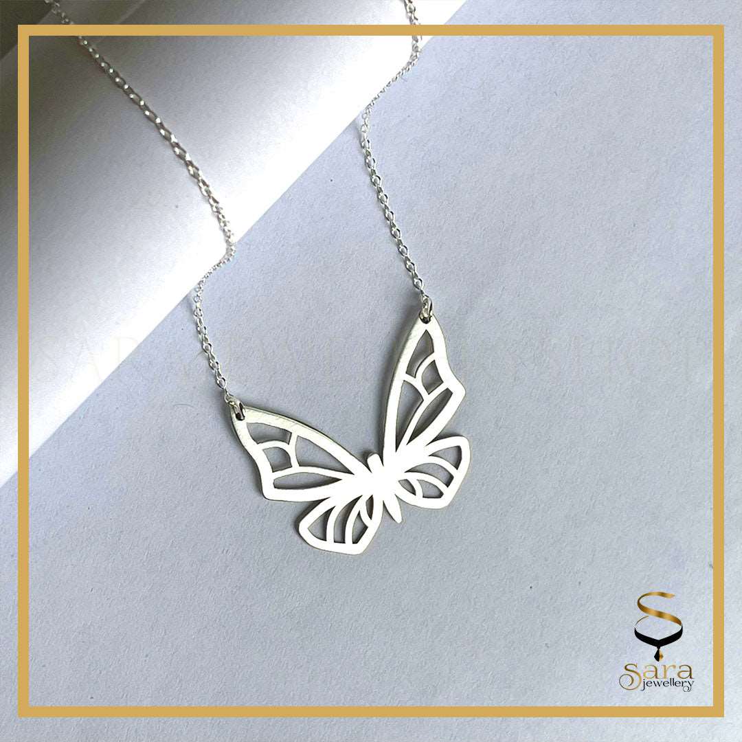 Butterfly pendant| Butterfly necklace| 925 sterling silver butterfly necklace| Silver butterfly with chain sjewellery|sara jewellery shop toronto