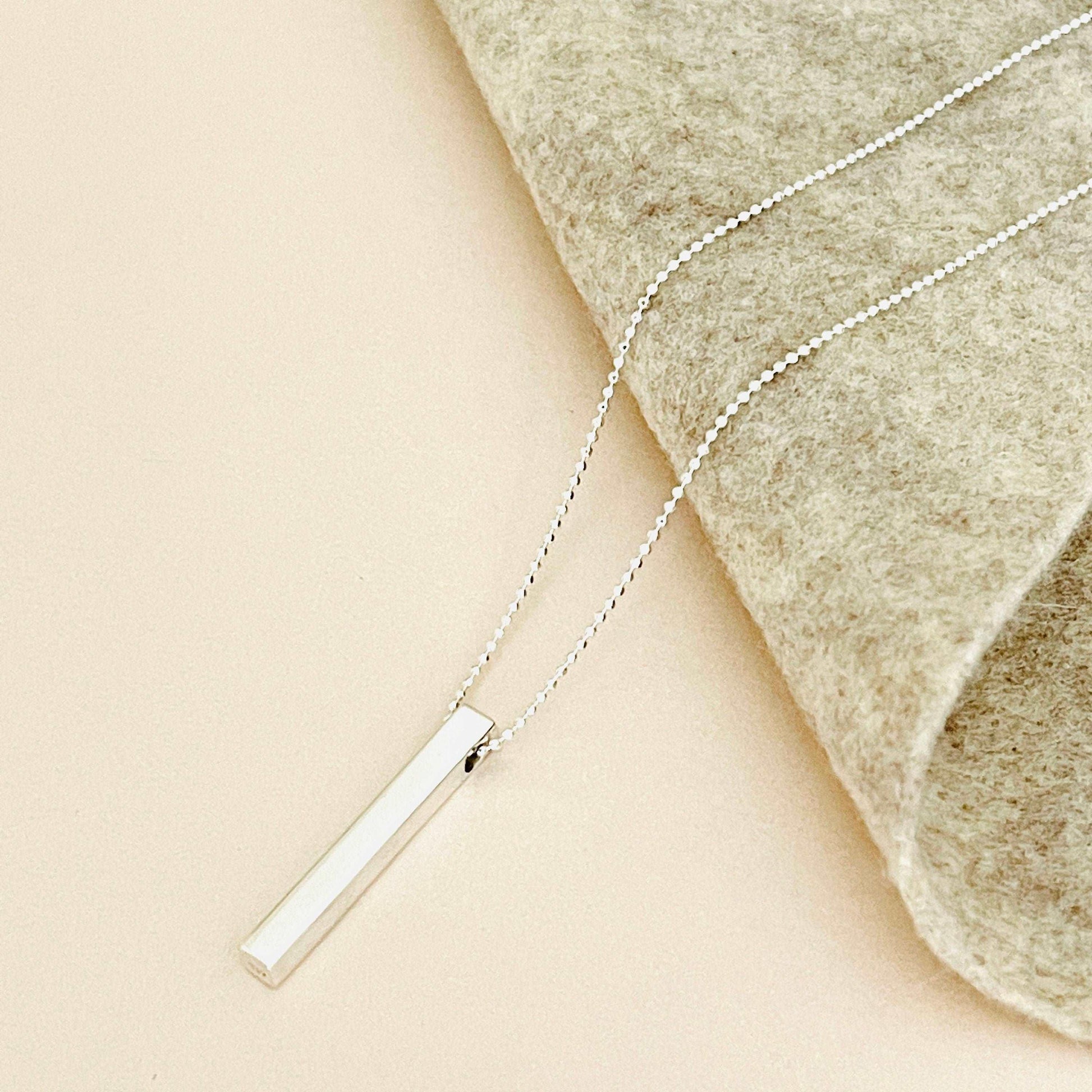 Custom 3D Bar Necklace In Sterling Silver, Engravable necklace sjewellery|sara jewellery shop toronto