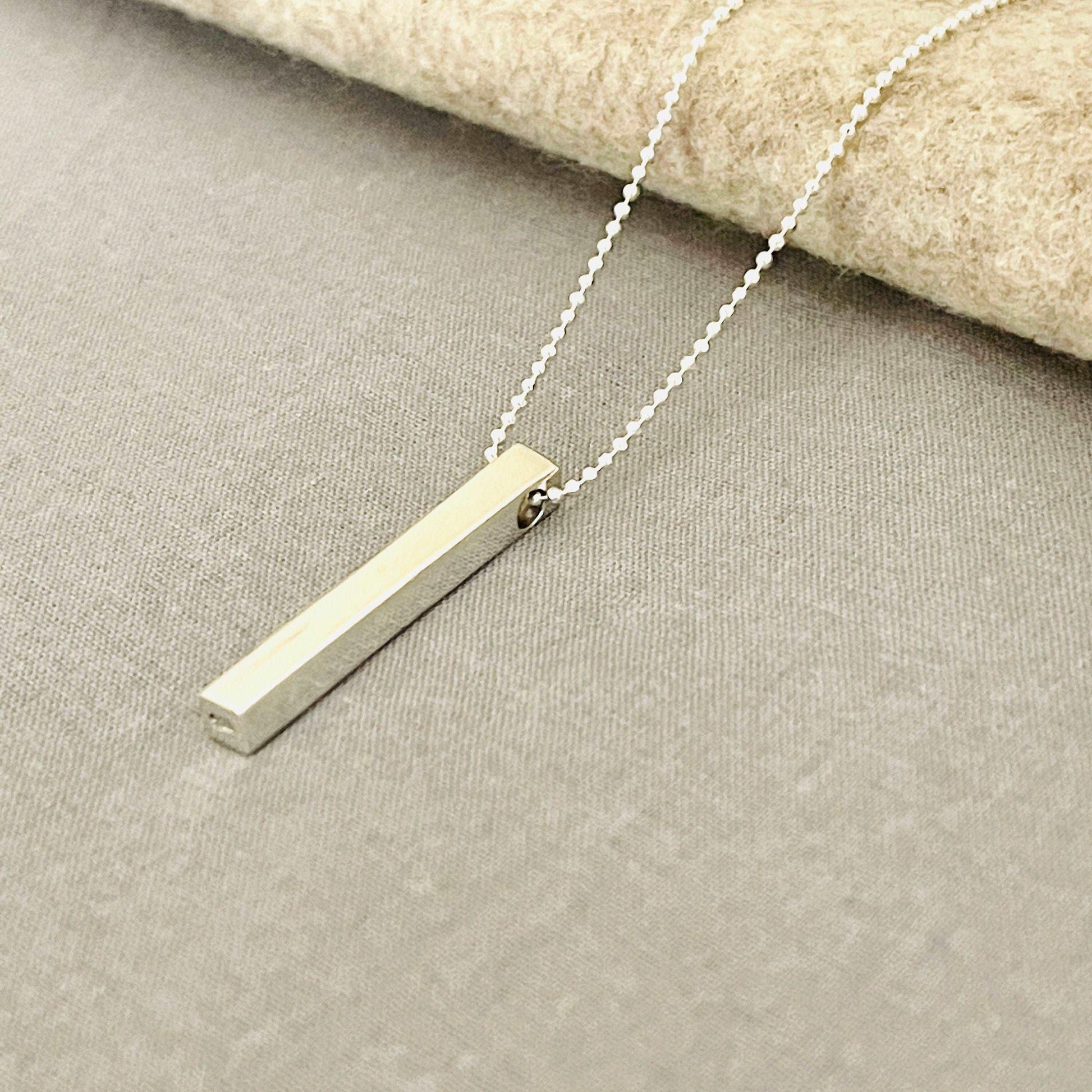 Custom 3D Bar Necklace In Sterling Silver, Engravable necklace sjewellery|sara jewellery shop toronto