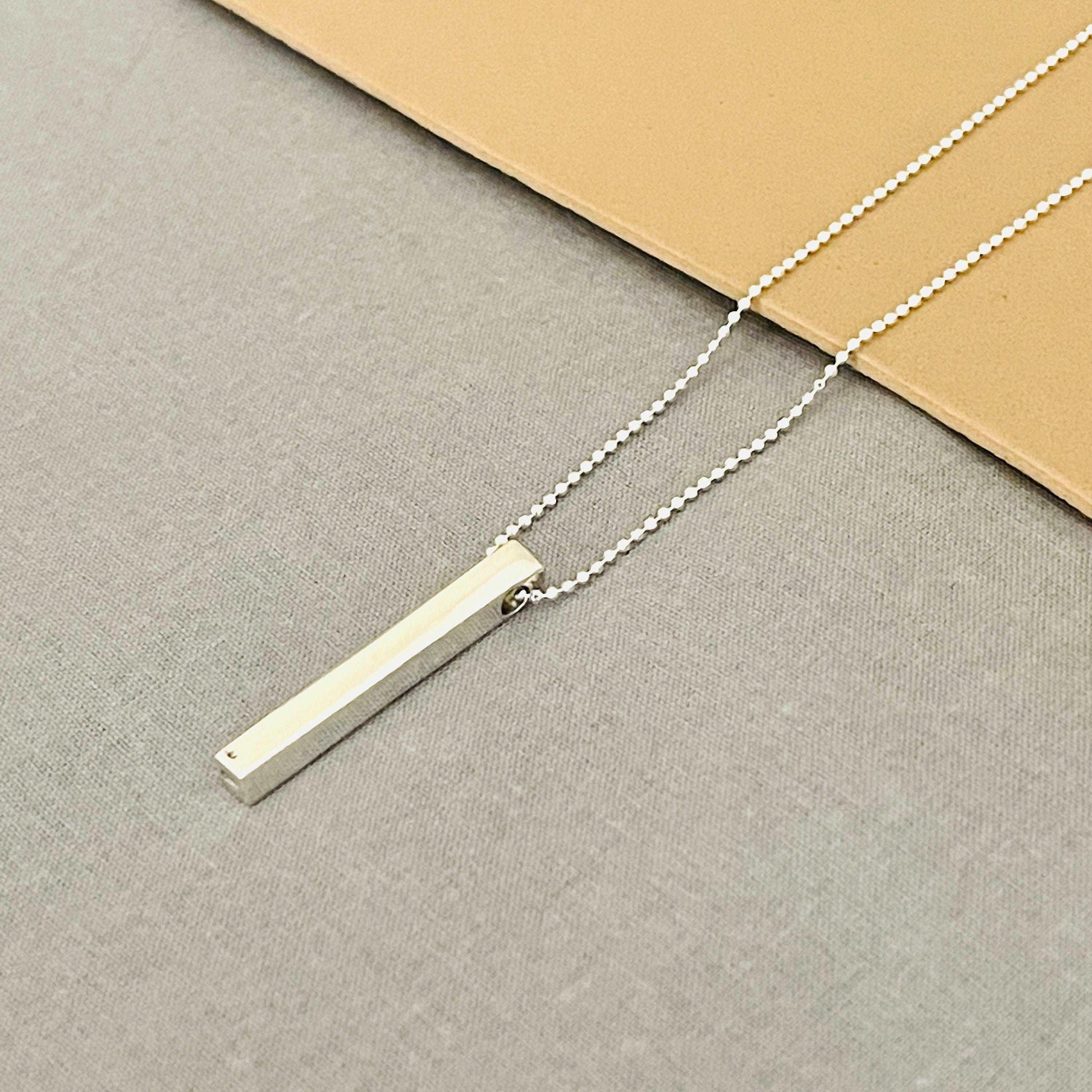 Custom 3D Bar Necklace In Sterling Silver, Engravable necklace sjewellery|sara jewellery shop toronto