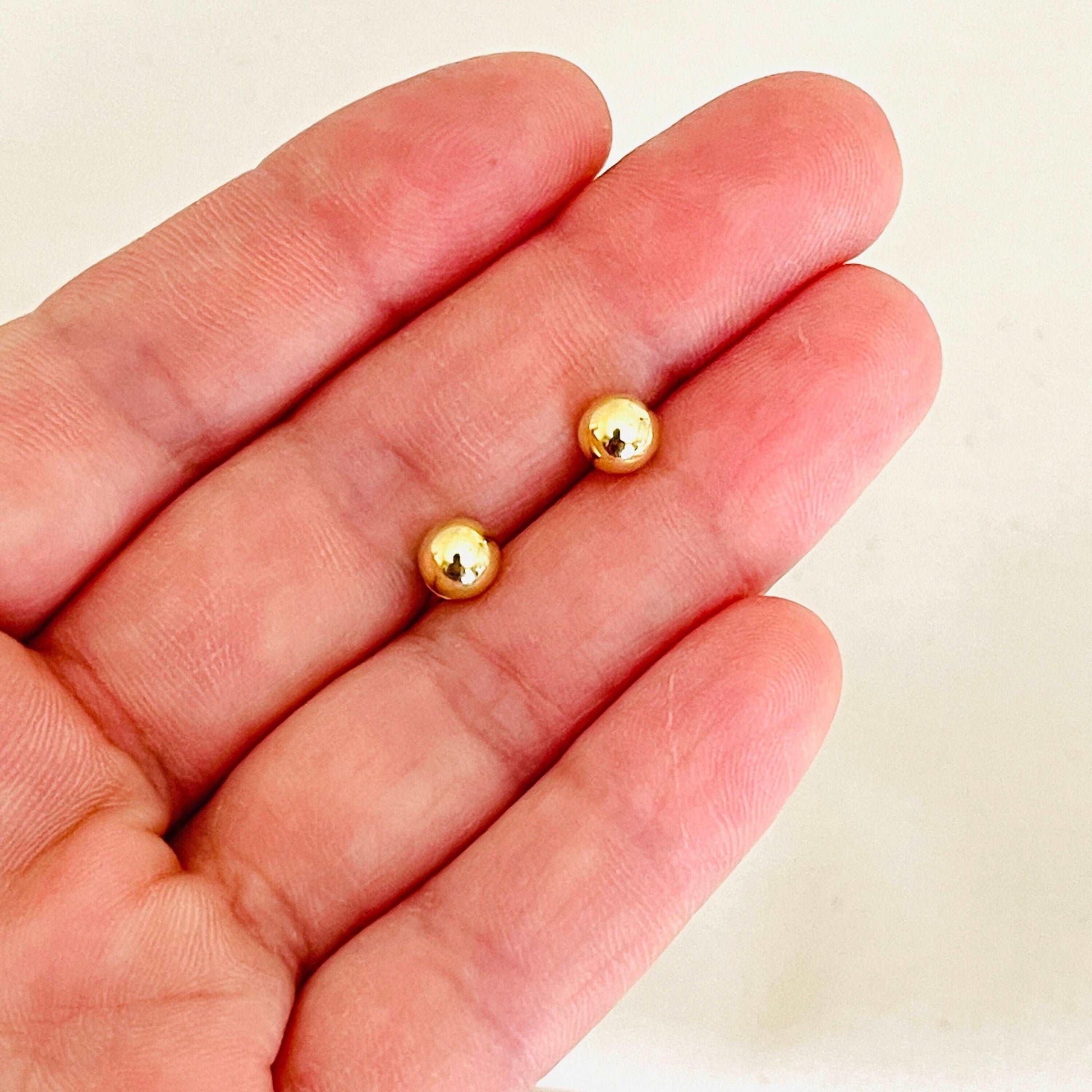 Dainty Gold And Rose Gold Ball Stud Earrings, Sterling Silver Sphere Stud Earrings, Classic Earrings For Men And Women - sjewellery|sara jewellery shop toronto