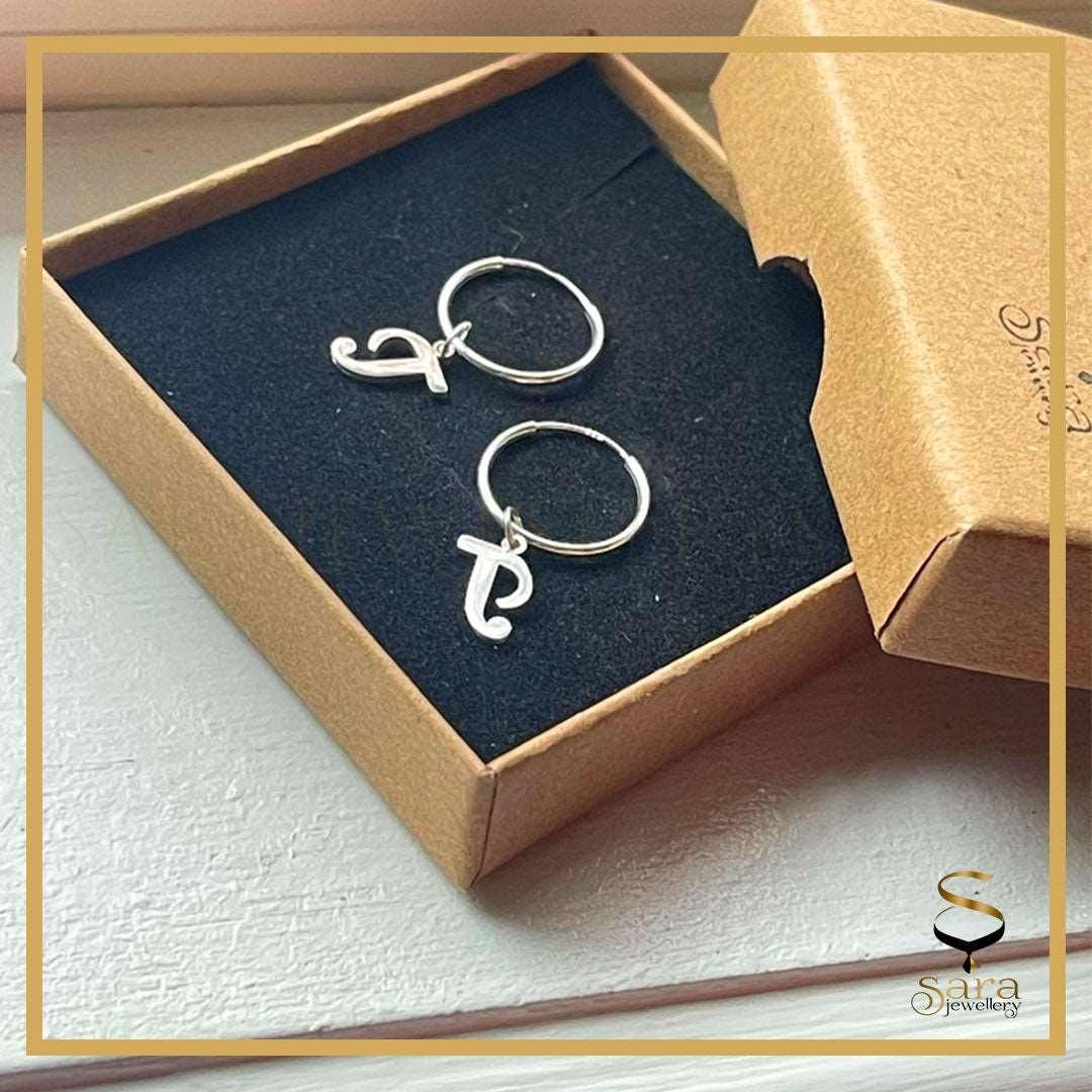 Dainty Initial Earrings Minimalist in Sterling Silver| Custom Name Earrings| 925 Alphabet Earring - Sara jewellery shop