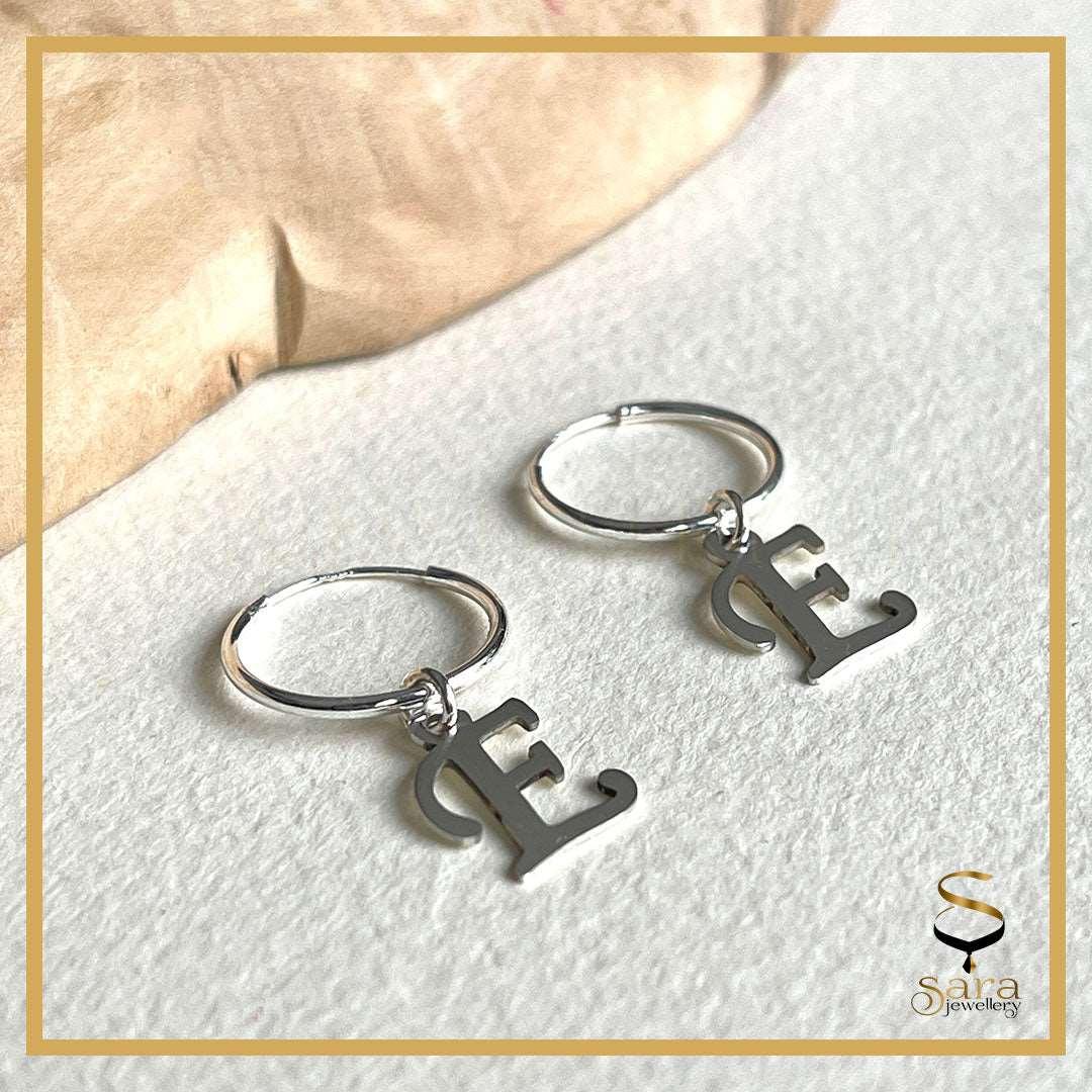 Dainty Initial Earrings Minimalist in Sterling Silver| Custom Name Earrings| 925 Alphabet Earring - Sara jewellery shop