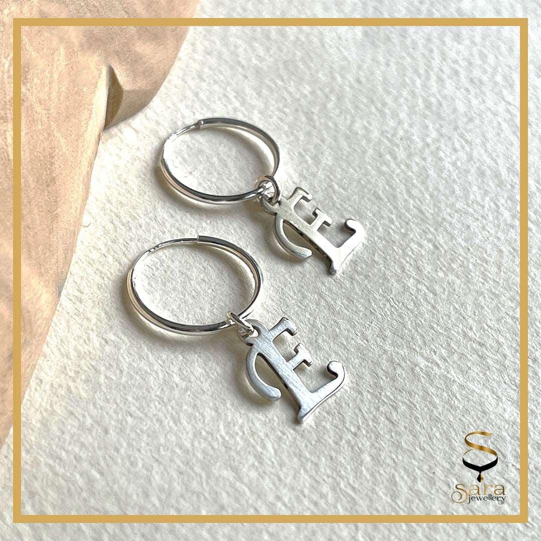 Dainty Initial Earrings Minimalist in Sterling Silver| Custom Name Earrings| 925 Alphabet Earring - Sara jewellery shop