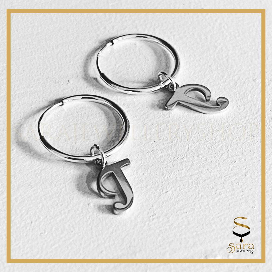 Dainty Initial Earrings Minimalist in Sterling Silver| Custom Name Earrings| 925 Alphabet Earring - Sara jewellery shop