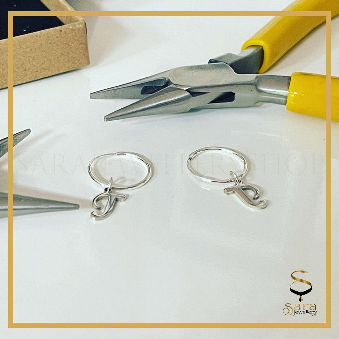 Dainty Initial Earrings Minimalist in Sterling Silver| Custom Name Earrings| 925 Alphabet Earring - Sara jewellery shop