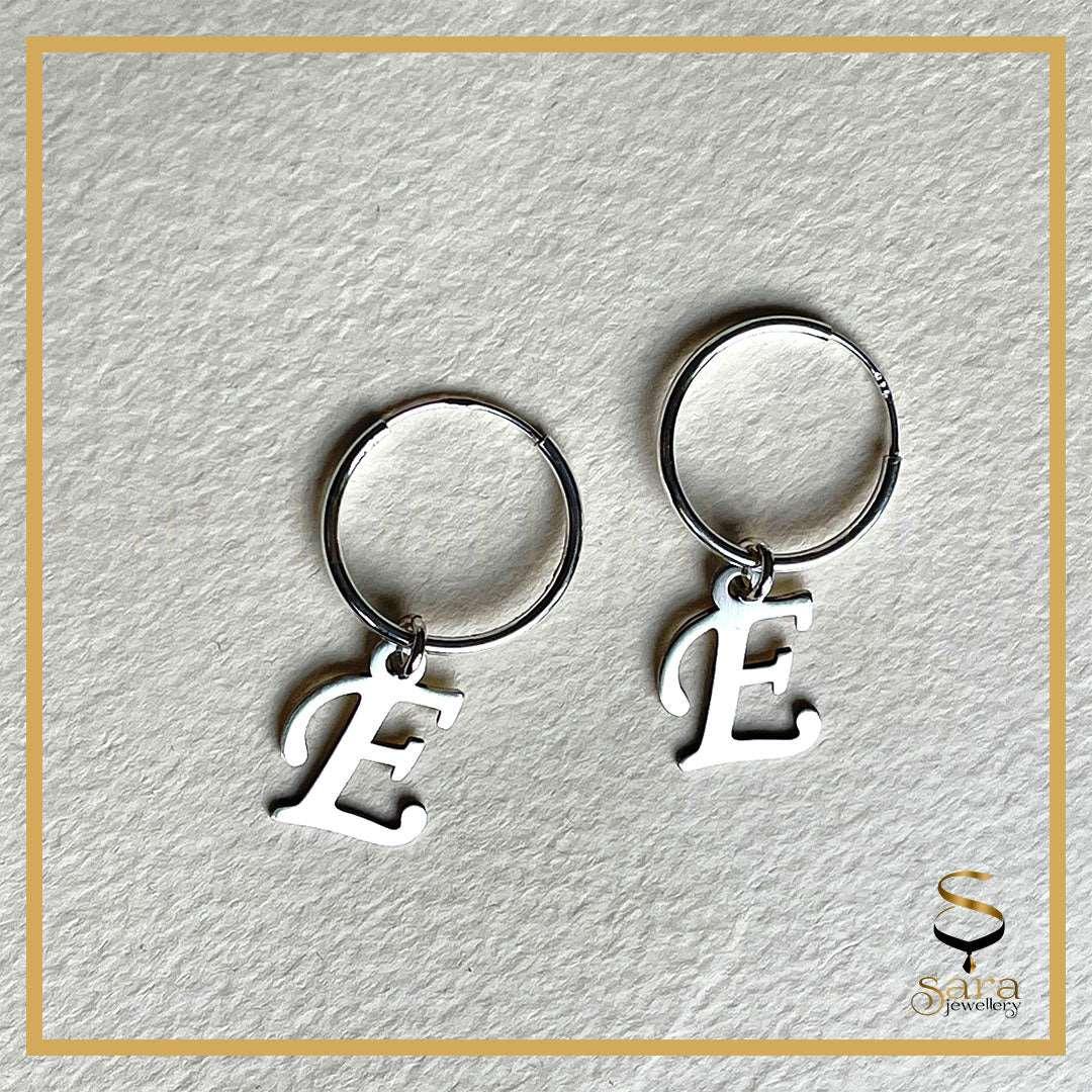Dainty Initial Earrings Minimalist in Sterling Silver| Custom Name Earrings| 925 Alphabet Earring - Sara jewellery shop