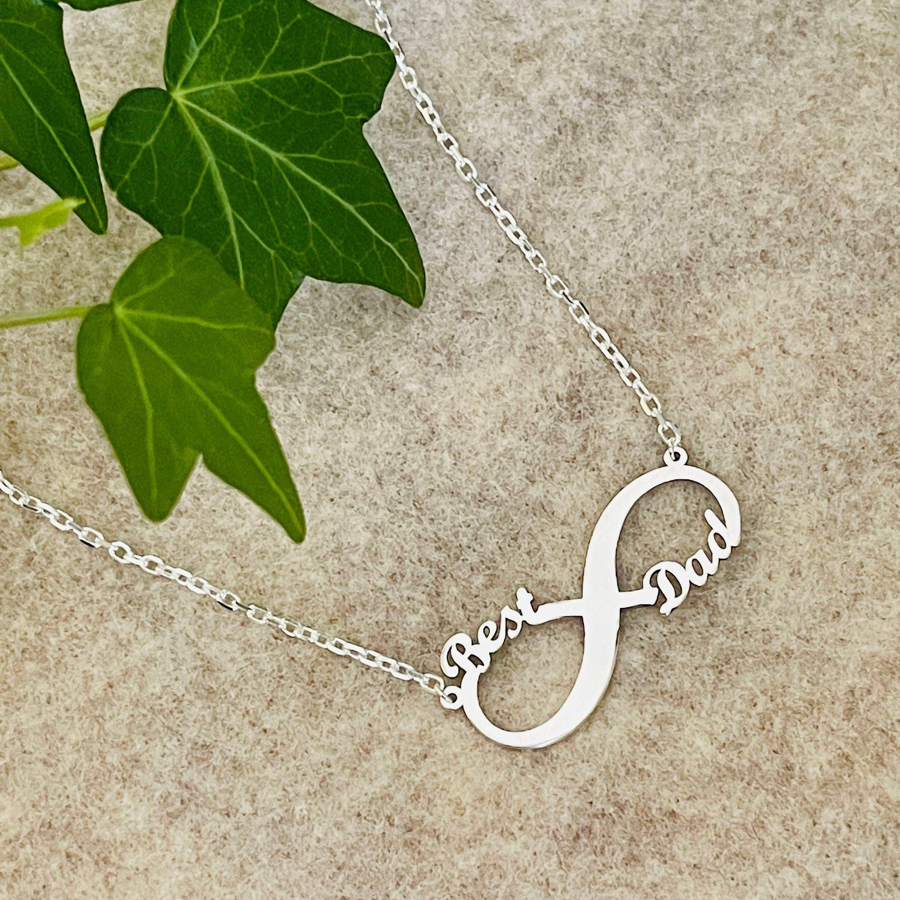 Dainty Personalized Sterling Silver Infinity Name Necklace, Men Infini