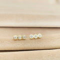 Dainty Tiny CZ Diamond Stud Earrings, Gold Stud Earrings with Three Clear Cubic Zirconia, Minimal Gold Earrings sjewellery|sara jewellery shop toronto