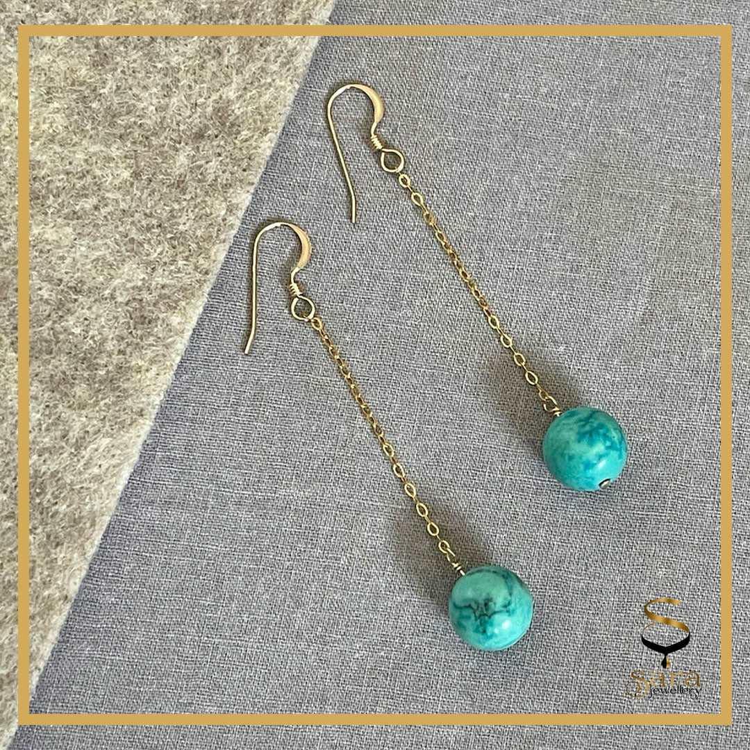 Dangle and drop gold earrings with blue stones| dainty tiny earrings| gift for her sjewellery|sara jewellery shop toronto