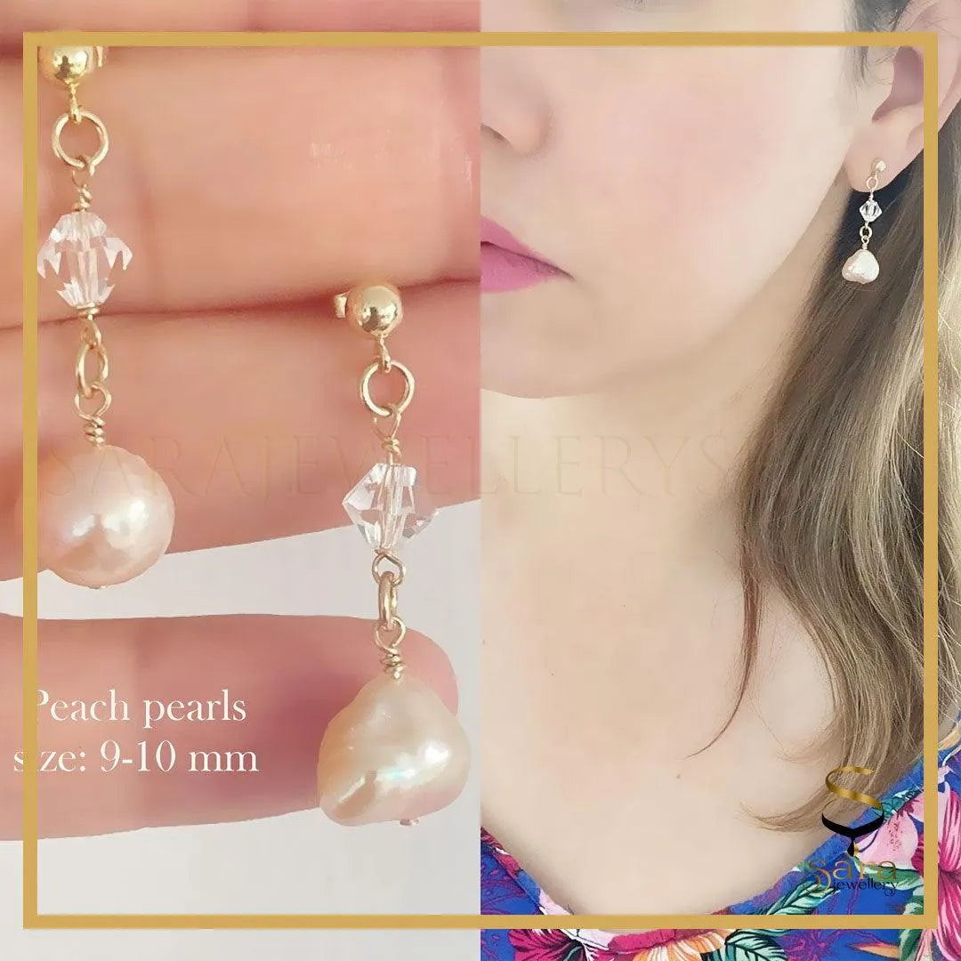 Drop Gold Pearl Earrings, Ball Stud Earrings, Dangle Earrings sjewellery|sara jewellery shop toronto