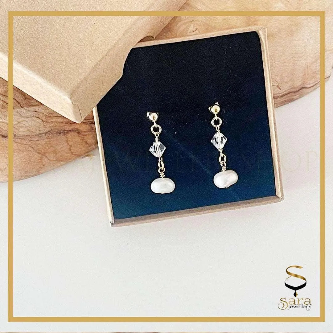 Drop Gold Pearl Earrings, Ball Stud Earrings, Dangle Earrings sjewellery|sara jewellery shop toronto