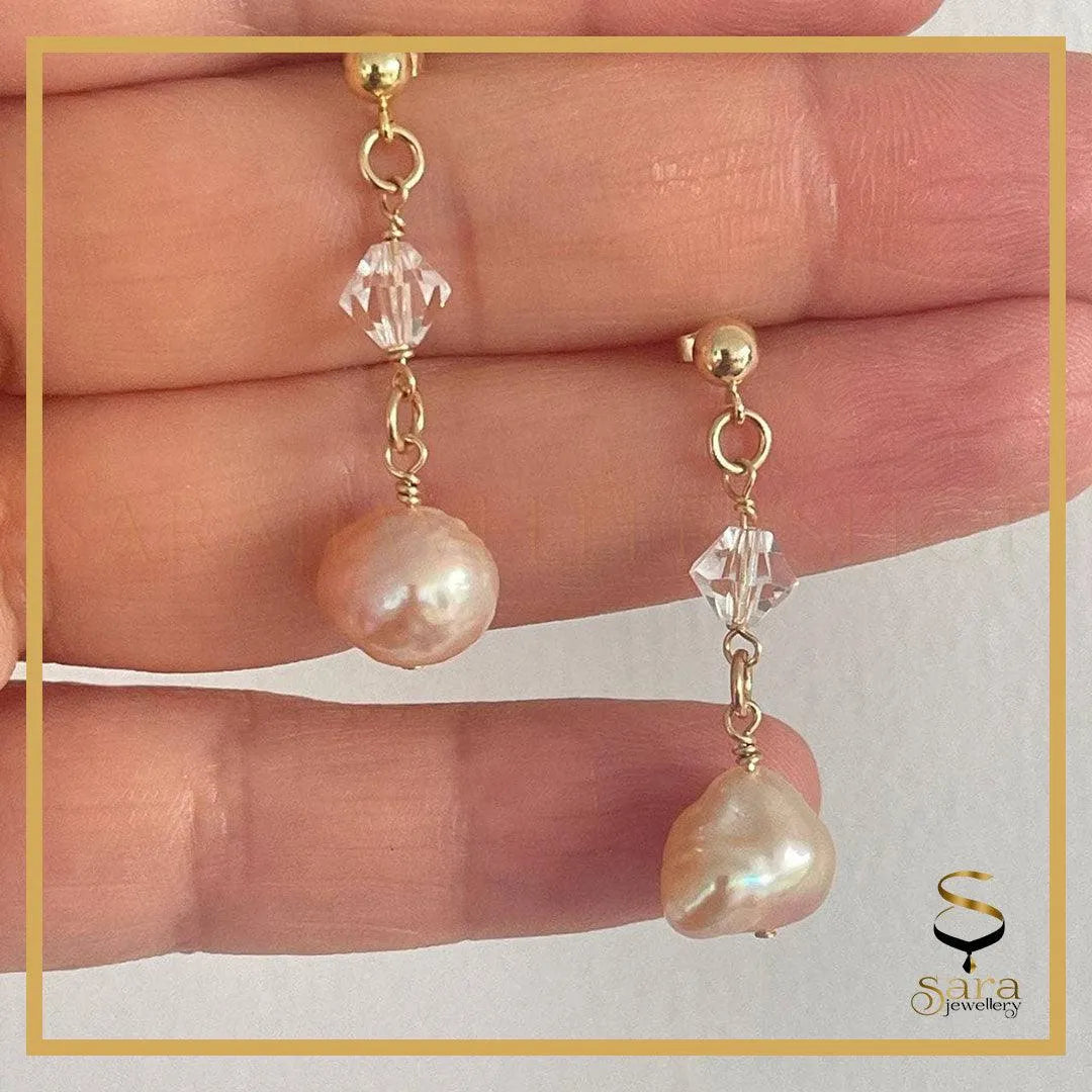 Drop Gold Pearl Earrings, Ball Stud Earrings, Dangle Earrings sjewellery|sara jewellery shop toronto