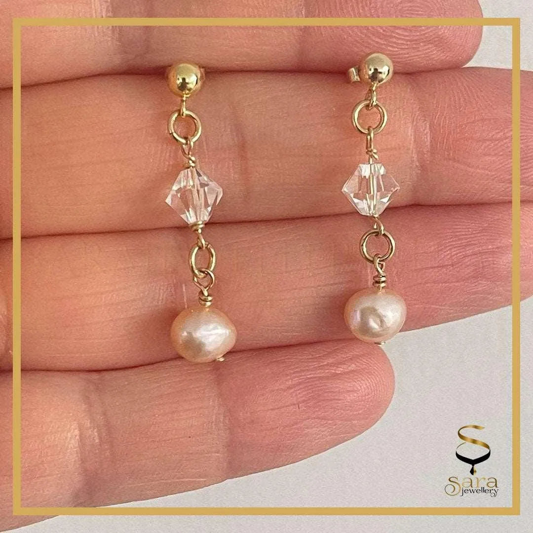 Drop Gold Pearl Earrings, Ball Stud Earrings, Dangle Earrings sjewellery|sara jewellery shop toronto