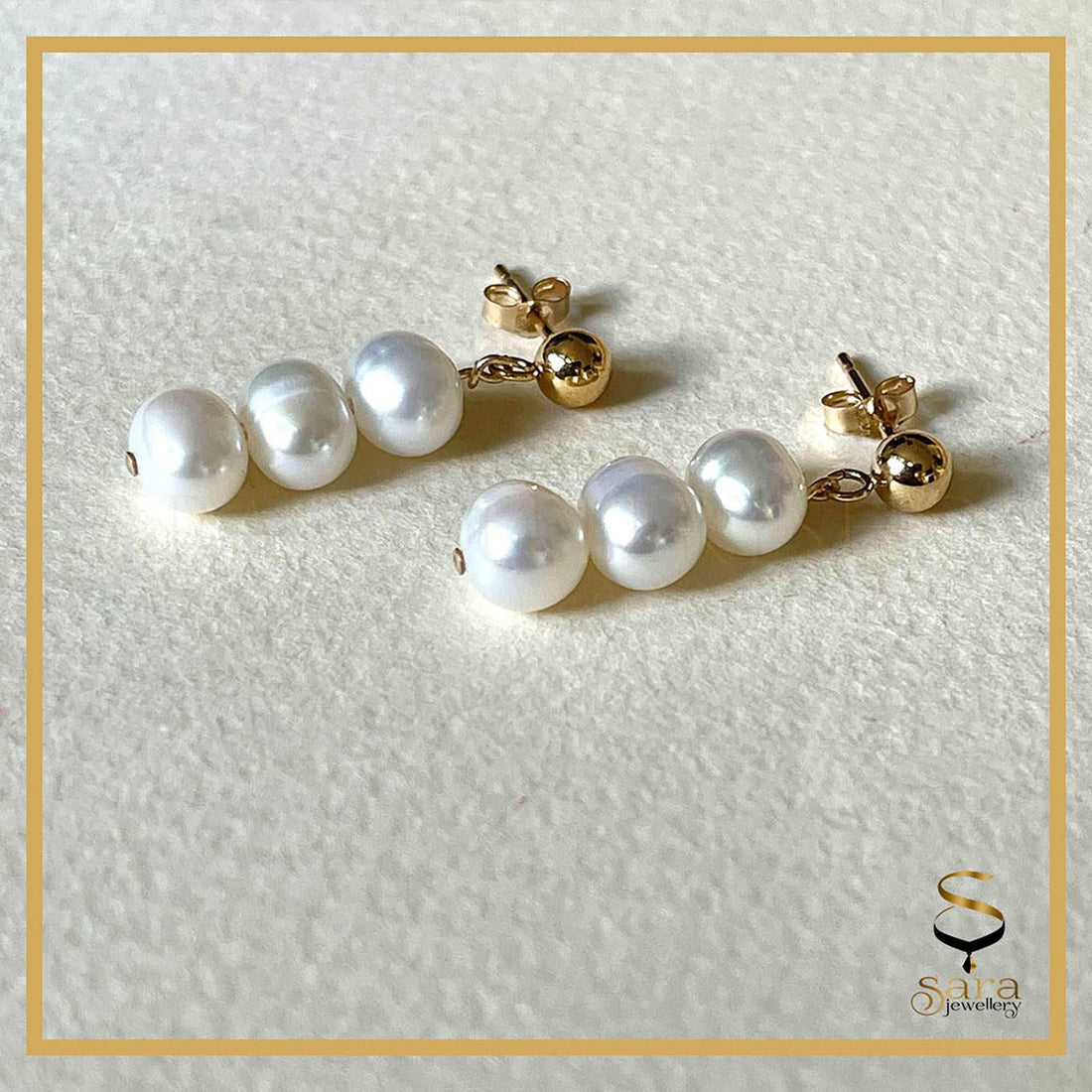 Drop pearl earrings| Pearl earrings| Gold-filled ball earrings with drop white freshwater pearls - sjewellery|sara jewellery shop toronto