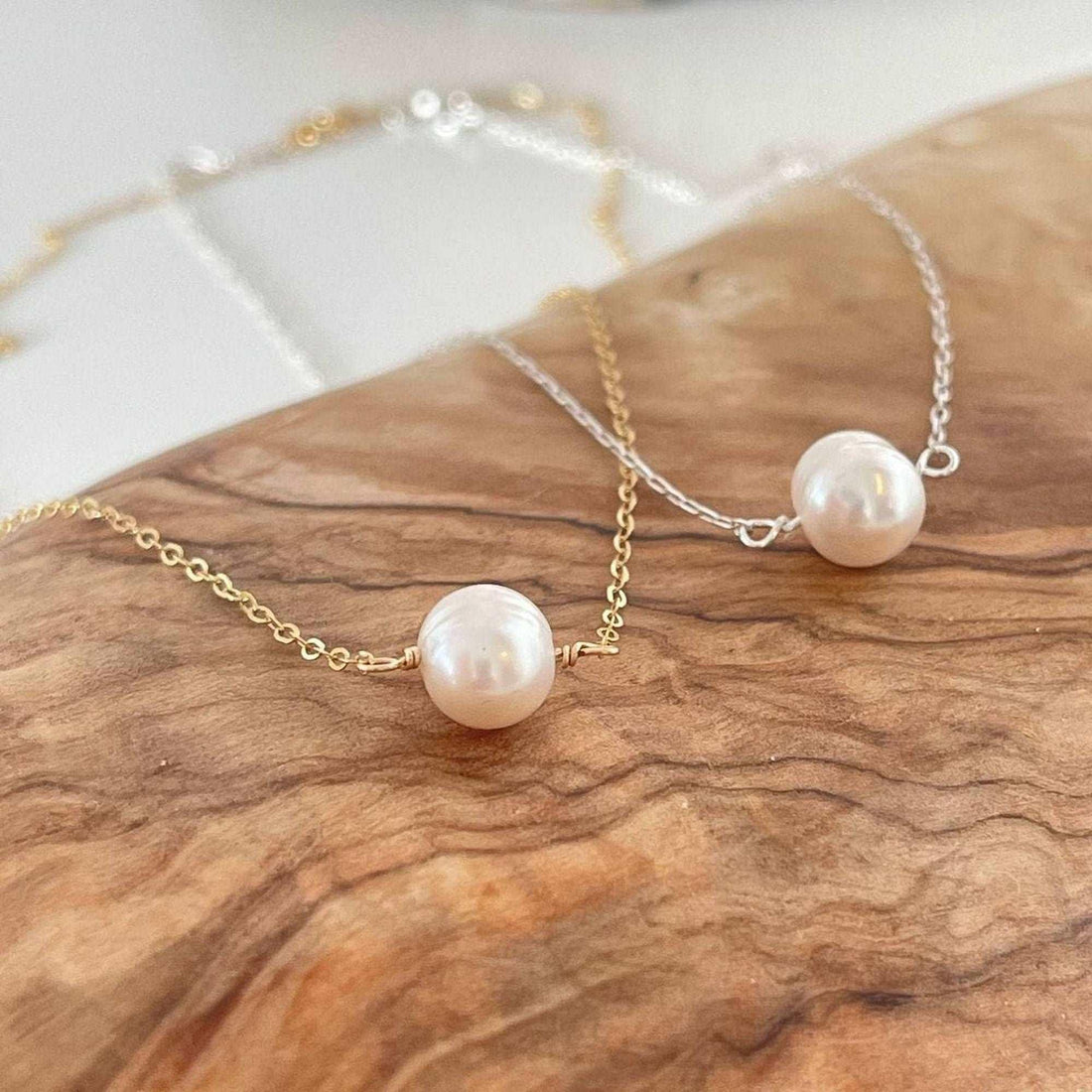 Floating Single Pearl Necklace |Simple Pearl Necklace - sjewellery|sara jewellery shop toronto