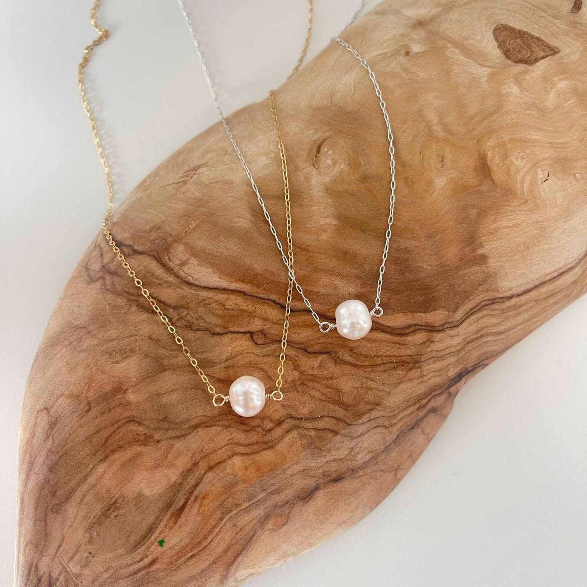 Floating Single Pearl Necklace |Simple Pearl Necklace sjewellery|sara jewellery shop toronto