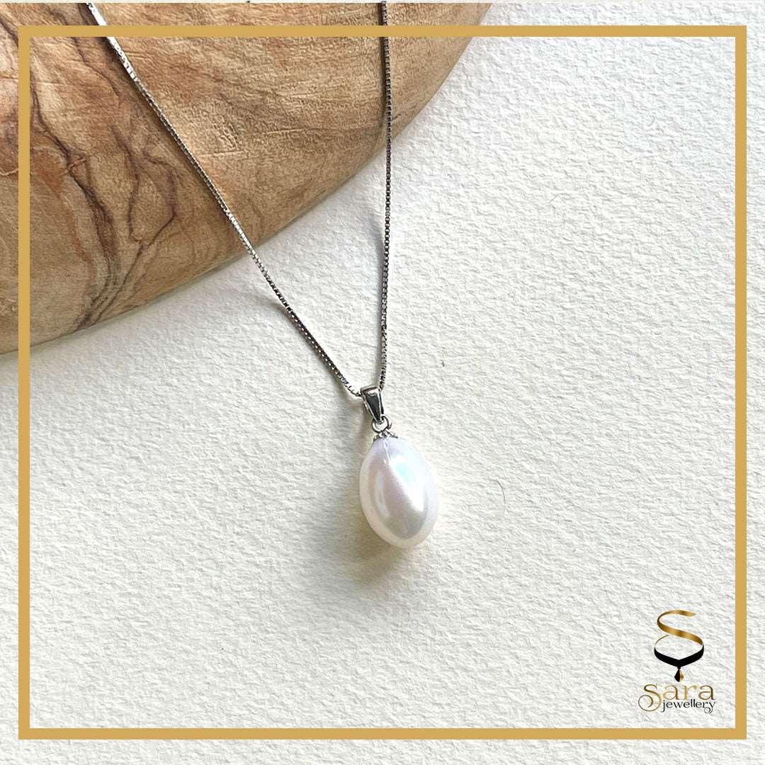 Freshwater pearl with sterling silver chain|  925 Sterling Silver| Minimal| Dainty Necklace| Layering Necklace| Pearl Necklace sjewellery|sara jewellery shop toronto