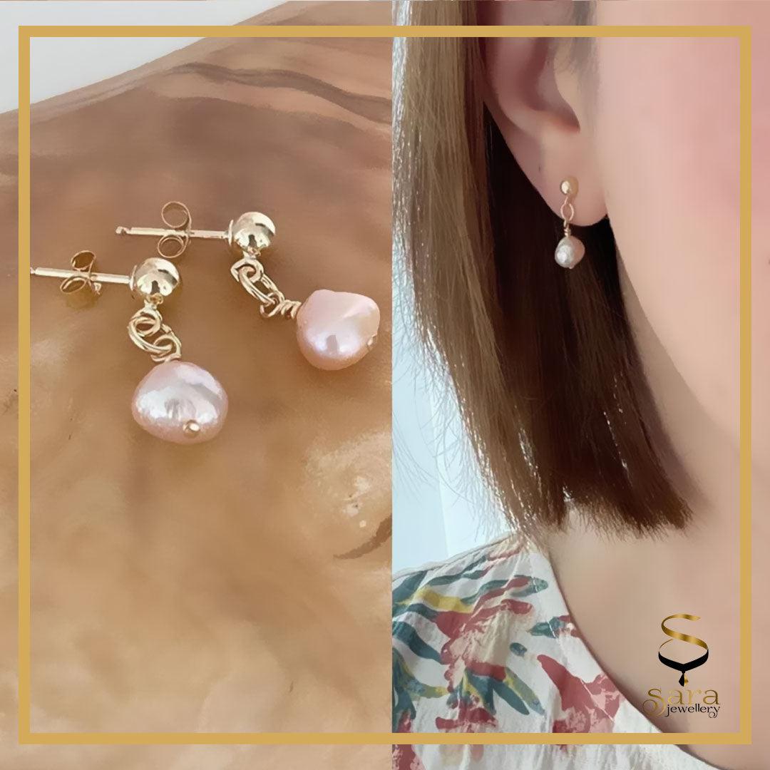 Genuine Pearl Earring Studs| Dainty Freshwater Pearl Earrings| Minimalist 14k Gold Filled Earrings| Bridesmaids Gift| Everyday Wear Earrings - sjewellery|sara jewellery shop toronto