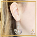 Geometric earring| Sterling silver geometric earrings| Sterling silver geometric earrings with drop fresh water pearls sjewellery|sara jewellery shop toronto